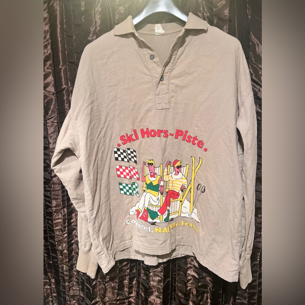 Vintage Courchevel Naf Naf France ski scene. Ski Hors-Piste. Size large